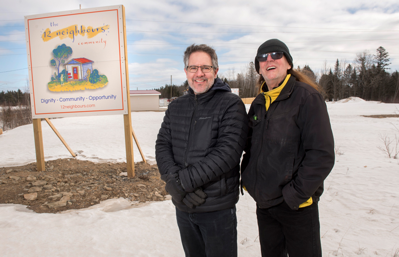 12 Neighbours creator Marcel Lebrun and resident Al Smith are raising awareness about the tiny home development, and the philosophy behind it.